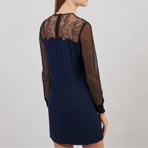SANDRO cocktail dress blue navy with lace size S VGC